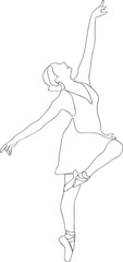 continuous line drawing of professional ballerina dancer