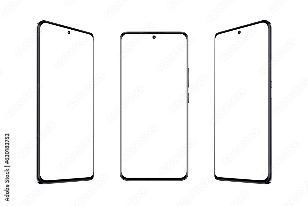 Leinwandbilder modern smart phone with thin and round edges with transparent screen and background. showcase in thr