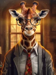 Poster Cute giraffe animal wear suit fun photography © berkahjaya