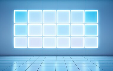 blue glow light empty room, abstract background, Generative Ai