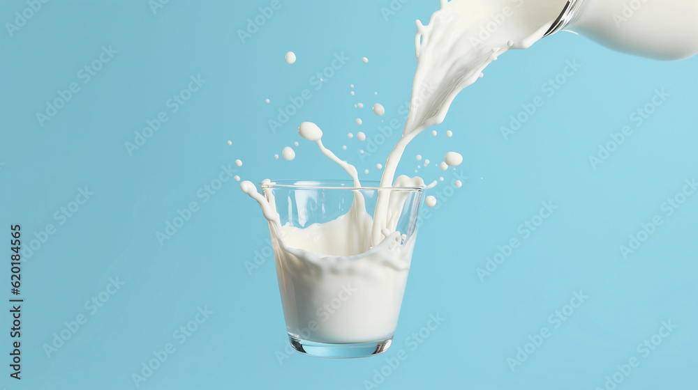 Poster pouring milk into glass