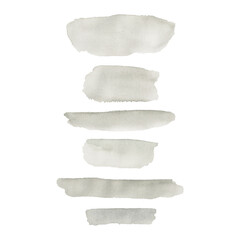 Set of dusty green cosmetic watercolor brush strokes isolated on white. Make up colors