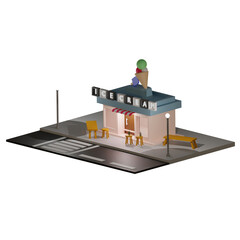 Ice cream shop building 3D Icon