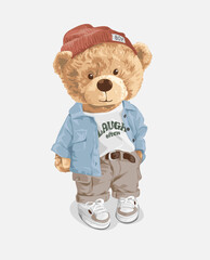 Fototapeta na wymiar cute bear doll in casual yet stylish look vector illustration