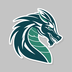 Trendy cartoon flat style dragon character sticker logo stylized vector illustration symbol year of dragon 2024 green color logo	