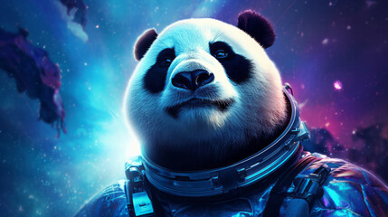 Panda astronaut in space suit , China or Asia space conquest illustration concept