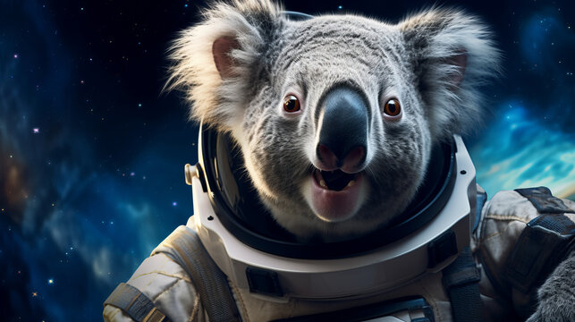 Astronaut koala in space suit , Australia or Oceania space conquest illustration concept