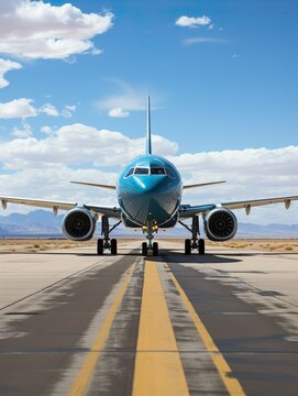 Flugzeug auf dem Rollfeld am Flughafen, generative AI