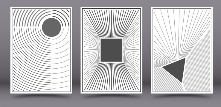 composition of geometric shapes in shades of gray. Minimalist design for interior decoration, prints, postcards, posters and banners. Linear arbitrary style.