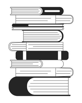 Stack of books flat monochrome isolated vector object. Editable black and white line art drawing. Simple outline spot illustration for web graphic design