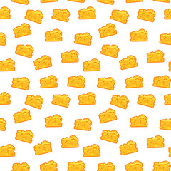 Seamless patterns with a slice of cheese. Cheese background