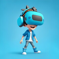 3d boy with VR 