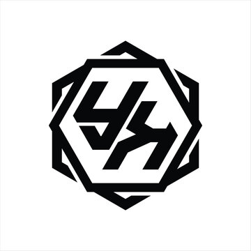 recommend clip art: YK Logo monogram hexagon shape with geometric abstract outline design template