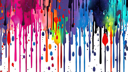 Graffiti, dripping paint, spray paint, many colors watercolor vector pattern
