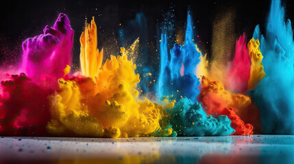 Colorful powder close-up texture splashing in the air - obrazy, fototapety, plakaty