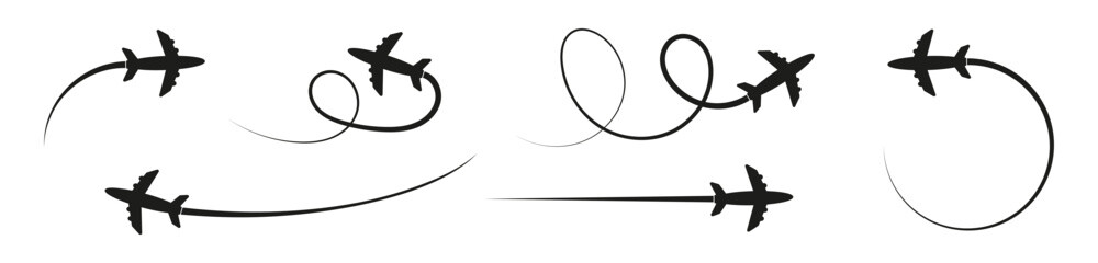 Airplane line path vector icon.  Travel symbol.  EPS 10