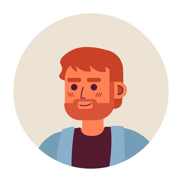 Cheerful red haired european man semi flat vector character head. Cute male with red beard. Editable cartoon avatar icon. Face emotion. Colorful spot illustration for web graphic design, animation