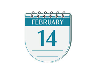 14 february retro events calendar page vector. Old style calendar, date appointment, schedule, business planner, event reminder illustration. Abstract three dimensional vintage style calendar. 