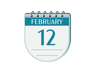 12 february retro events calendar page vector. Old style calendar, date appointment, schedule, business planner, event reminder illustration. Abstract three dimensional vintage style calendar. 