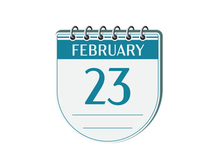 23 february retro events calendar page vector. Old style calendar, date appointment, schedule, business planner, event reminder illustration. Abstract three dimensional vintage style calendar. 