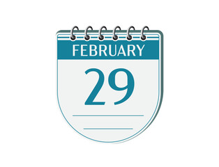 29 february retro events calendar page vector. Old style calendar, date appointment, schedule, business planner, event reminder illustration. Abstract three dimensional vintage style calendar. 