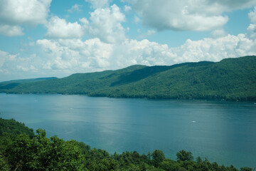 Fototapeta na wymiar View of Lake George from Uncas Cliff, in Silver Bay, New York