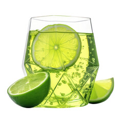 lime and ice isolated on transparent background cutout