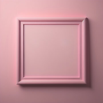 Pink picture frame on a pink wall square picture frames