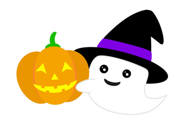 A ghost carrying a jack-o-lantern.
Halloween illustration material.