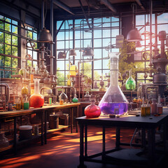 Vibrant photo of a chemistry laboratory