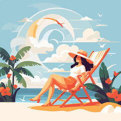 Summer party, vacation and travel concept. Vector illustration in minimalistic style.