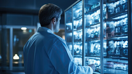 back view of a doctor watching X-ray. Generative AI