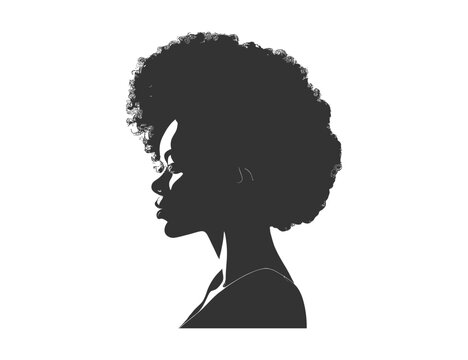 Black woman with afro hair silhouette. Vector illustration design.