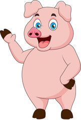 Cartoon illustration of a cute pig standing
