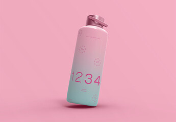 3d Metallic Sporty Bottle Mockup