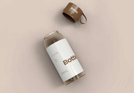 3d Opened Glass Bottle Mockup
