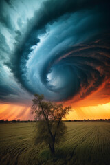 Closeup of a tornado vortex - In the eye of a tornado