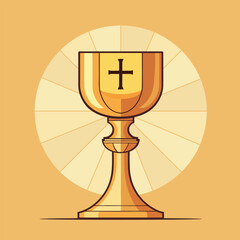 Golden chalice holy communion.  First communion concept. Vector stock