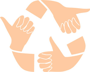 Illustration vector graphic of reduce reuse recycle symbol with thumbs. Fit for environmental campaigns and events, eco-friendly product and services,educational resources, social media campaigns