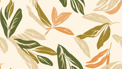 Abstract exotic botanical print. Hand drawn collage contemporary seamless pattern.