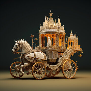 3D illustration of the shape of a horse carriage