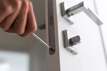 Door frame installation. High quality photo