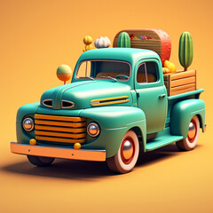 3D illustration of a pickup truck