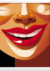 woman red illustration toothpaste lip poster teeth pop mouth lipstick fashion. Generative AI.