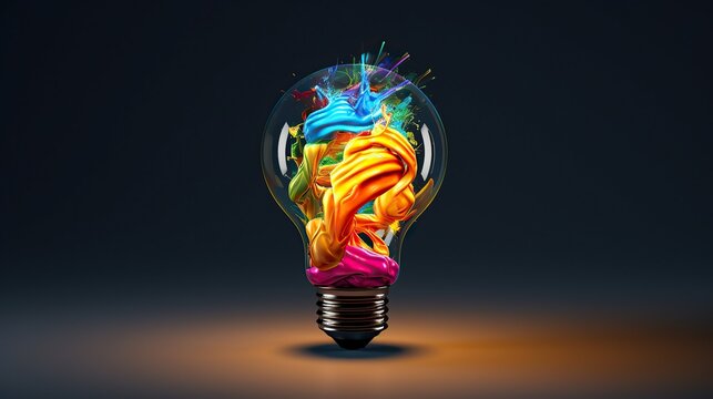 Idea concept of Unique Creative idea with lightbulb, Generative AI