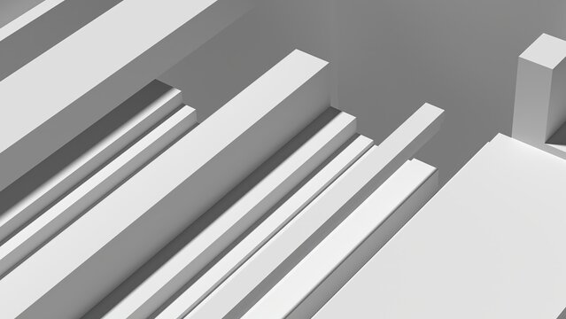 A machine-like structure A simple design composed of linear circuits An abstract, elegant and modern 3D rendering image in gray