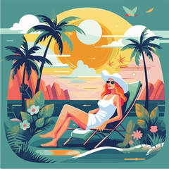 Obraz na płótnie Canvas Summer party, vacation and travel concept. Vector illustration in minimalistic style.
