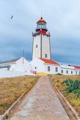 Fototapeta na wymiar Berlenga Lighthouse, in the natural reserve of the Berlengas archipelago, near Peniche, Portugal.
