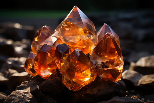 Sacral orange chakra. Ethereal. No people. Crystal vibe. AI generative