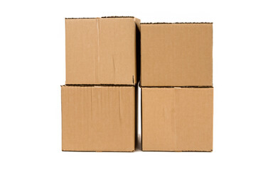 Cardboard boxes on white background MADE OF AI